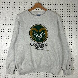 Colorado State Rams Vtg Crewneck Large Sweatshirt 90s Gray Graphic Jumper